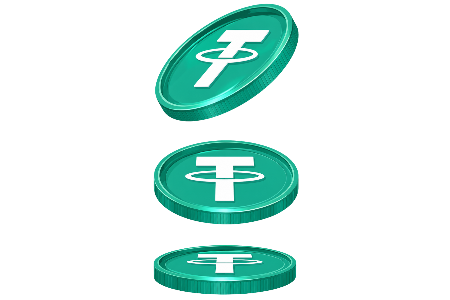 Tether USDT Coin Perspective Set illustration