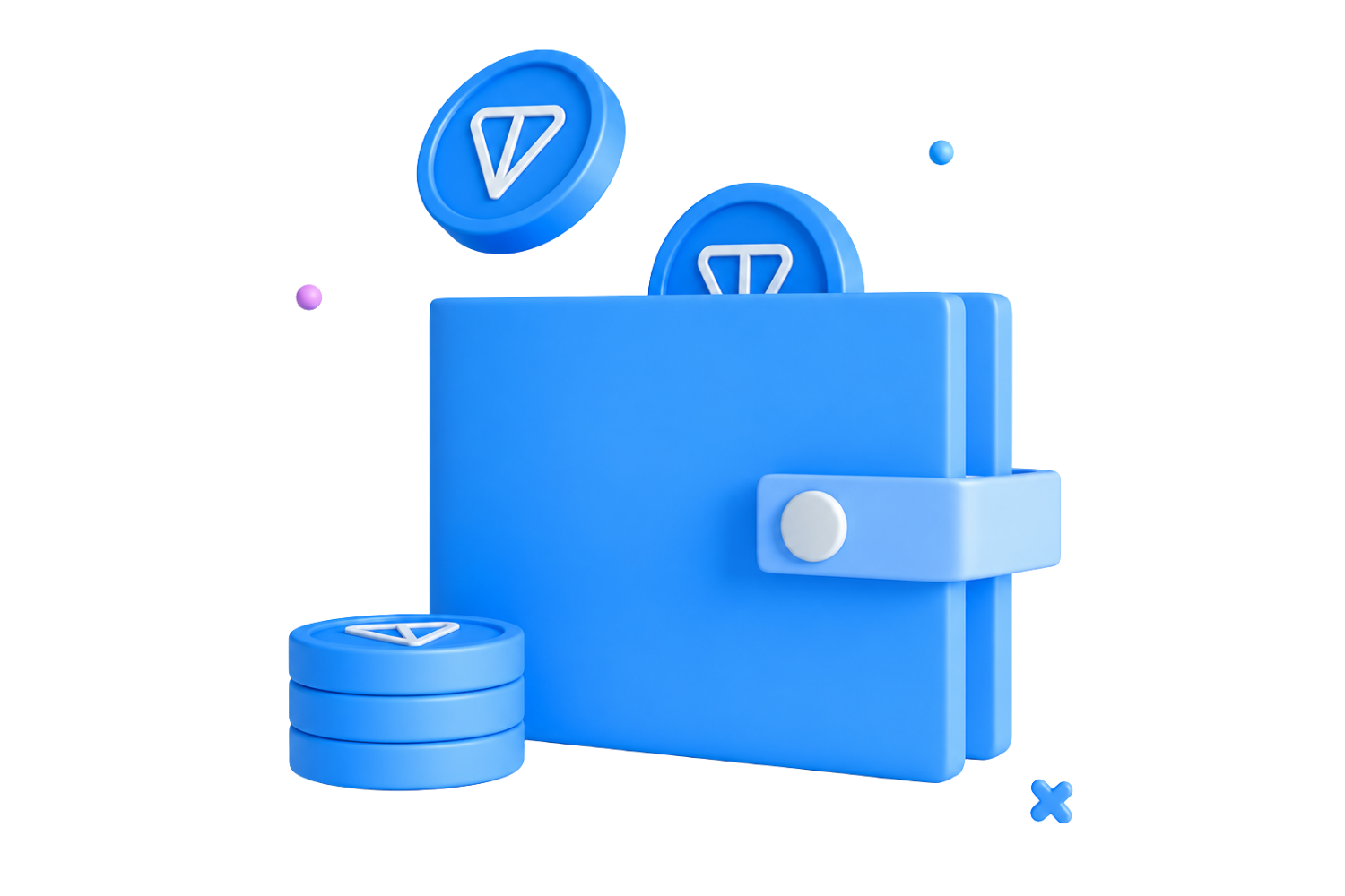 TON Coin Wallet 3D Render illustration